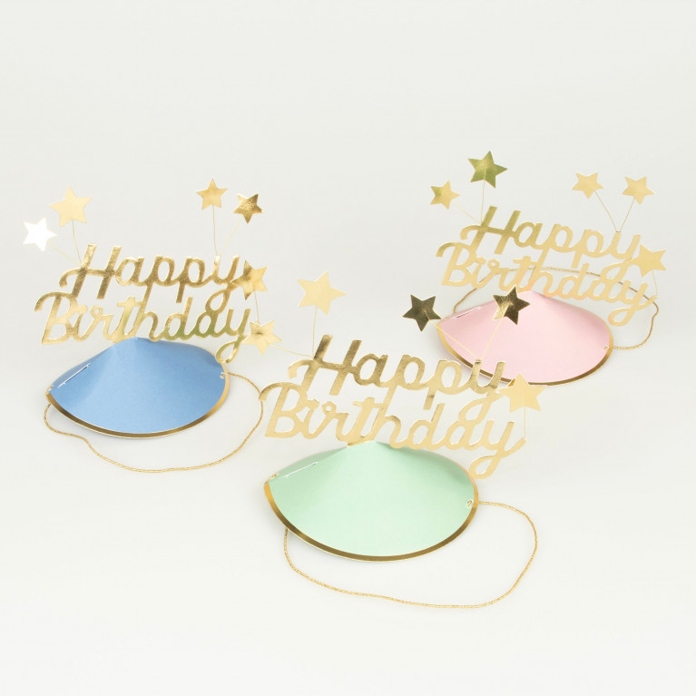 Колпачки "Happy Birthday" (в наборе 6 шт)