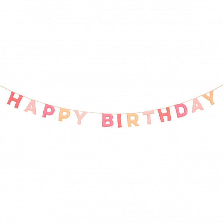 Гирлянда фетровая "Happy Birthday", розовая Гирлянда фетровая "Happy Birthday", розовая