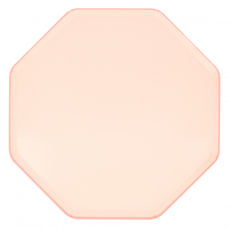 Тарелки восьмиугольные светло-розовые, большие, 8 шт