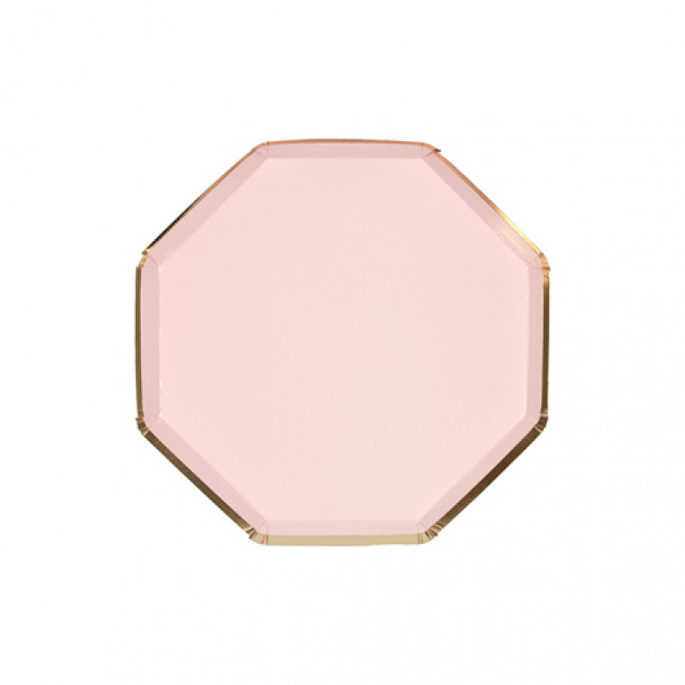 Тарелки кокейльные нежно-розовые восьмиугольные, 8 шт.