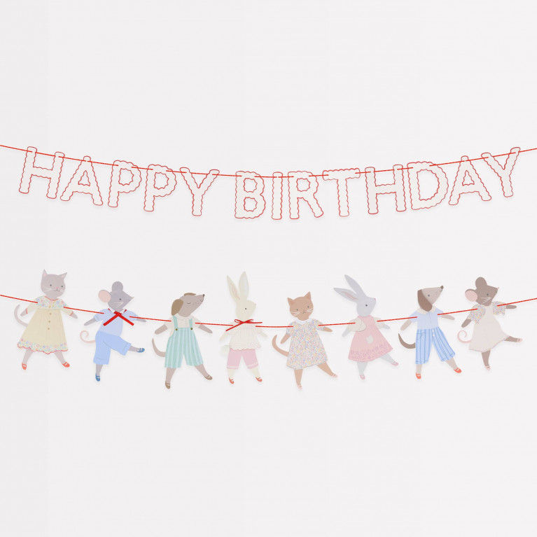 Гирлянда "Дружные зверята", "Happy Birthday"