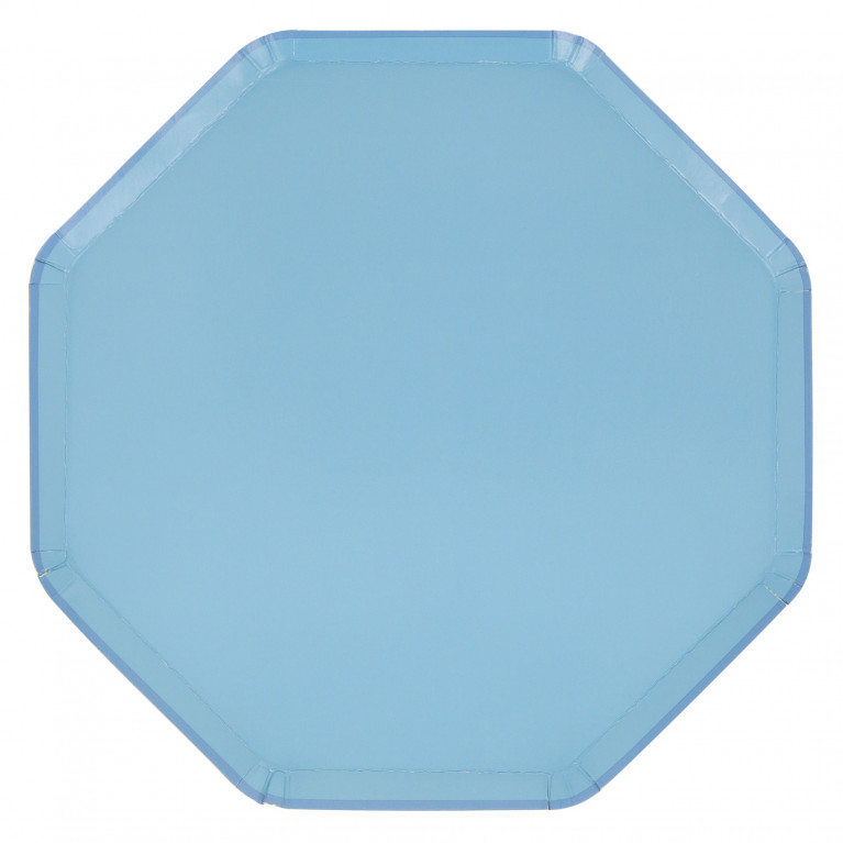 Тарелки восьмиугольные светло-синие, большие, 8 шт