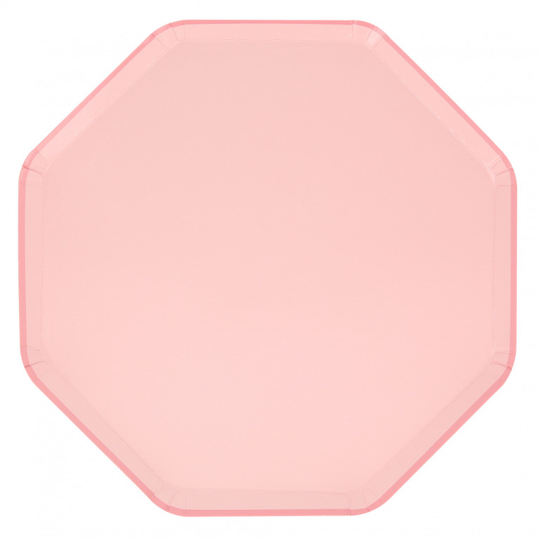 Тарелки восьмиугольные розовые, большие, 8 шт
