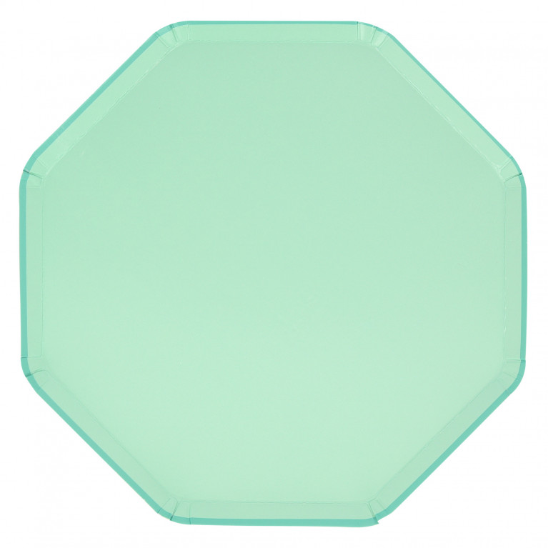 Тарелки восьмиугольные светло-зеленые, большие, 8 шт