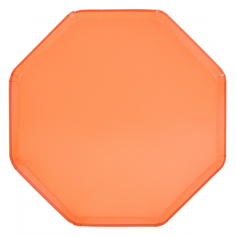 Тарелки восьмиугольные цвета папайи, большие, 8 шт