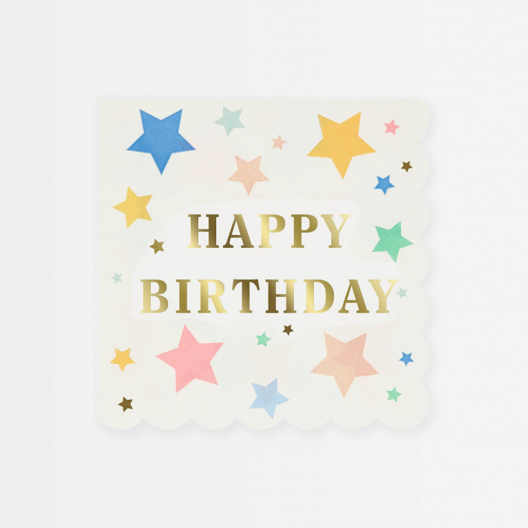 Салфетки "Звёзды" Happy Birthday, большие, 16 шт