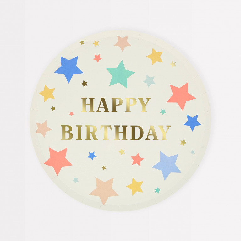 Тарелки "Happy Birthday", маленькие, 8 шт