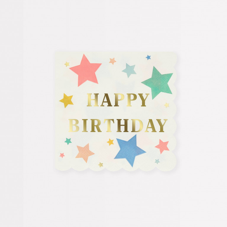 Салфетки "Звёзды" Happy Birthday, маленькие, 16 шт