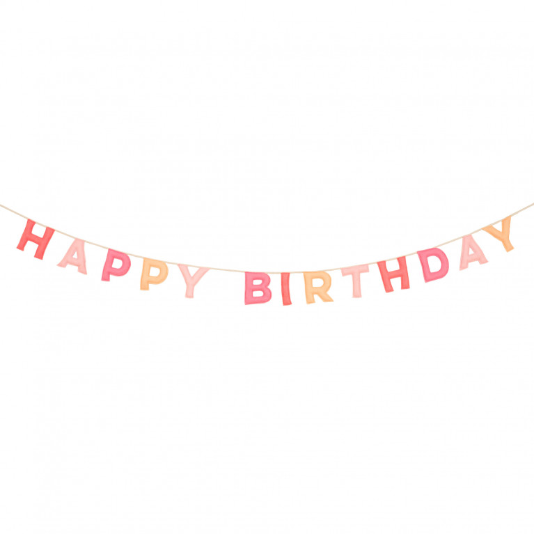 Гирлянда фетровая "Happy Birthday", розовая