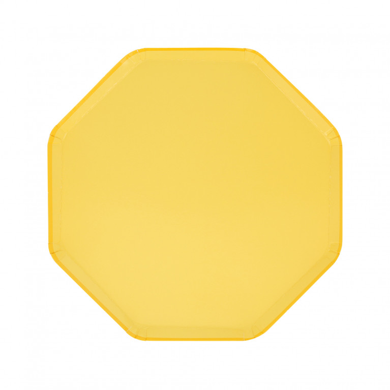 Тарелки восьмиугольные лимонные, маленькие, 8 шт