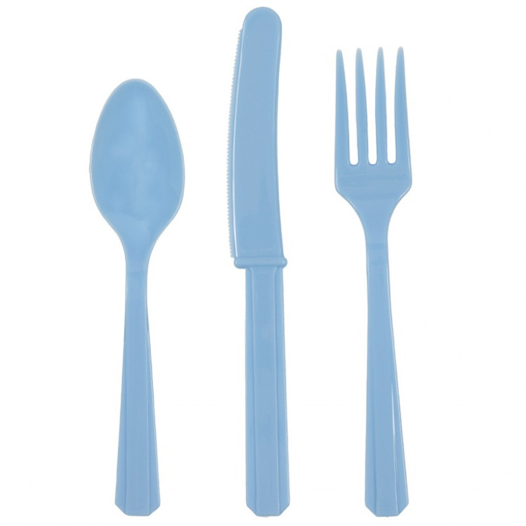 Столовые приборы голубые пастель, 8 персон