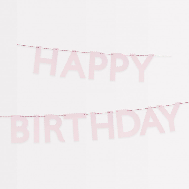 Гирлянда "Happy Birthday", нежно розовая