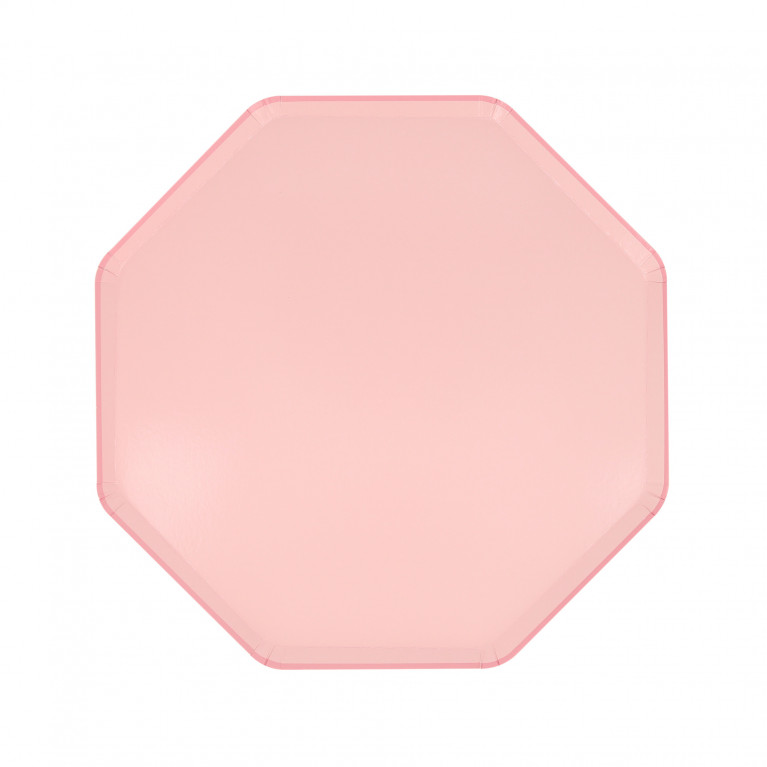 Тарелки восьмиугольные розовые, маленькие, 8 шт