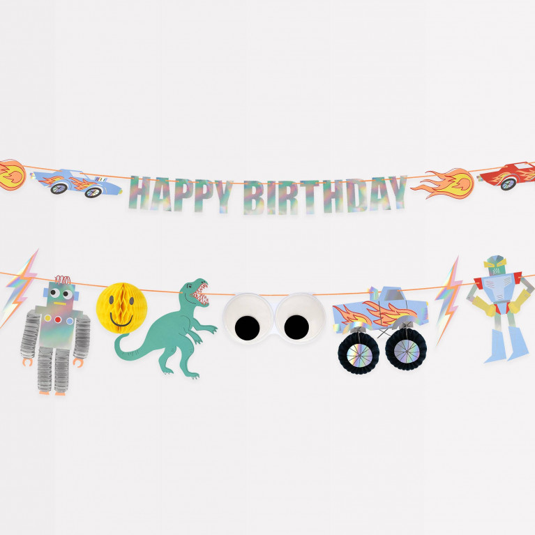 Гирлянда "Коробка с игрушками", "Happy Birthday"