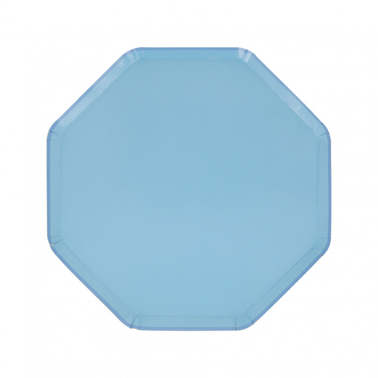 Тарелки восьмиугольные светло-синие, маленькие, 8 шт