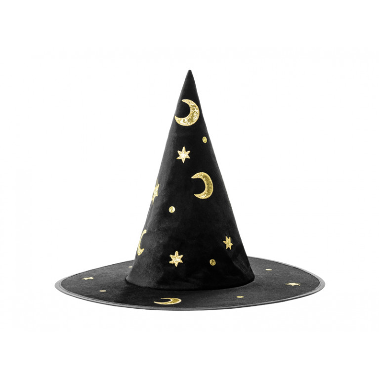 Шляпа ведьмы черная с золотом