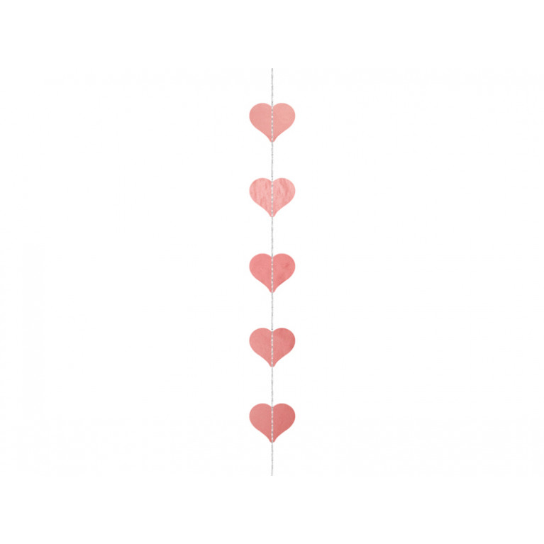 Гирлянда "Сердца" на нитке, розовое-золото, 3 метра
