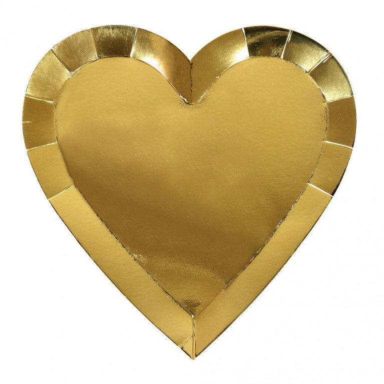 Тарелки большие золотые "Сердце", 8шт.