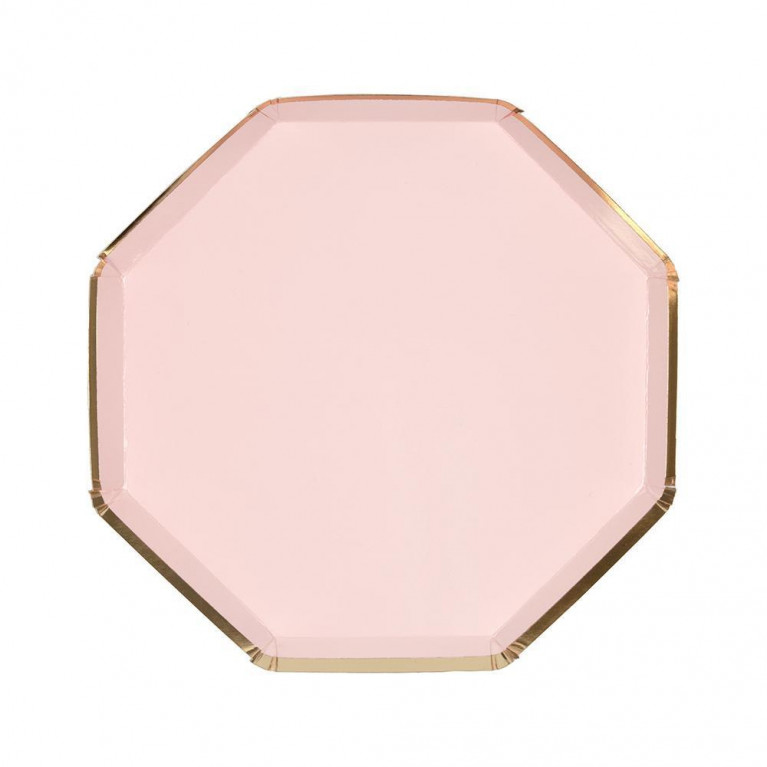 Тарелки средние нежно-розовые восьмиугольные, 8 шт.