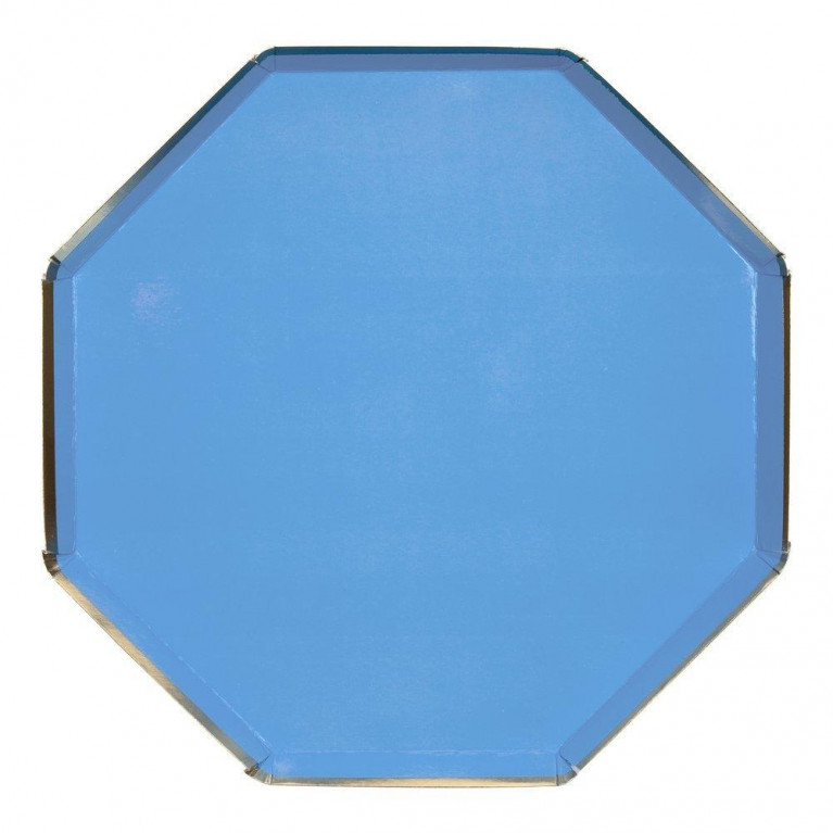 Тарелки большие синии восьмиугольные, 8шт.