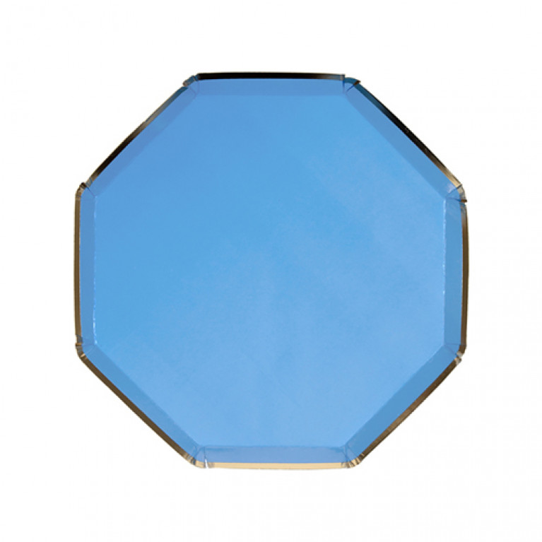 Тарелки средние синие восьмиугольные, 8шт.