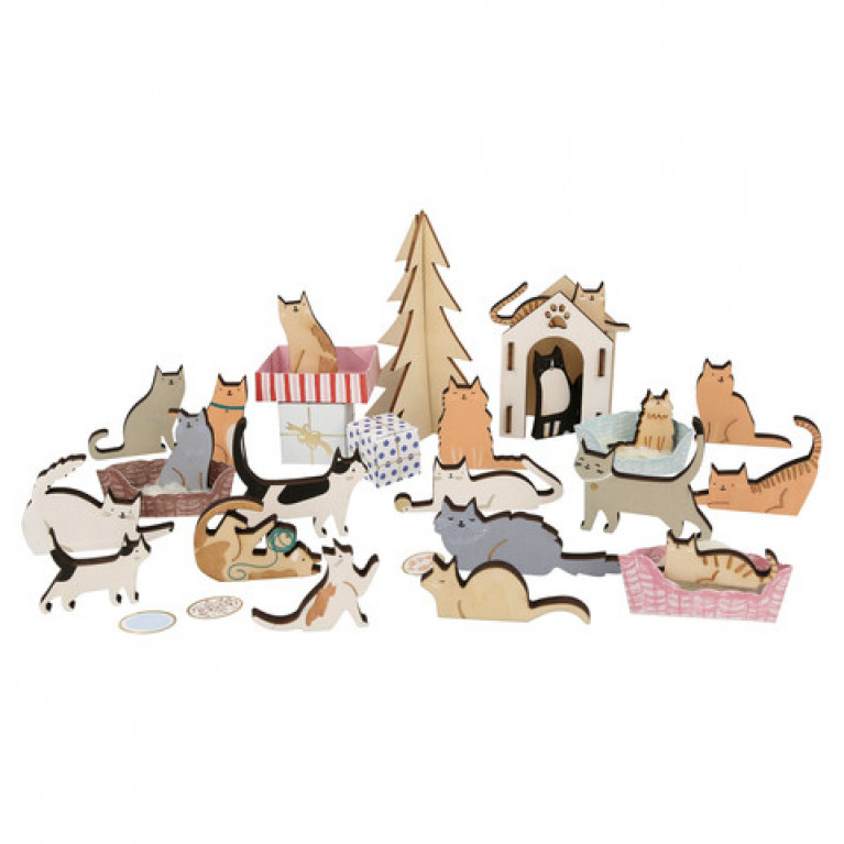 Адвент-календарь "Кошки", деревянный, 24 окошка