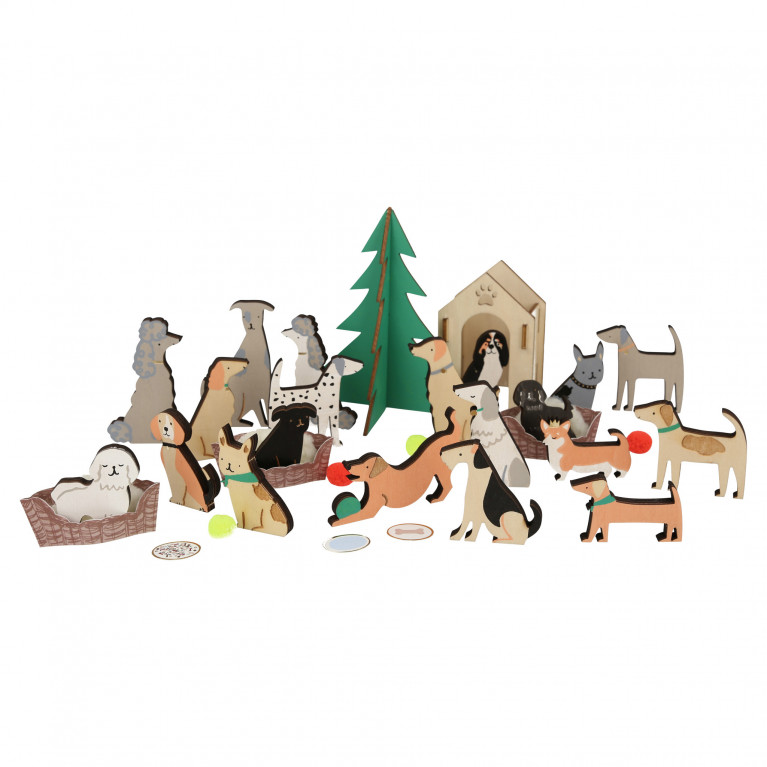 Адвент-календарь "Собаки", деревянный, 24 окошка