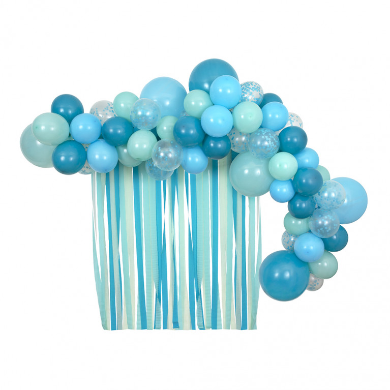 Набор голубых шаров и лент для фона (в наборе 52 шара) MeriMeri. Все для  дня рождения русалочки. Декор для вечеринки с русалками.