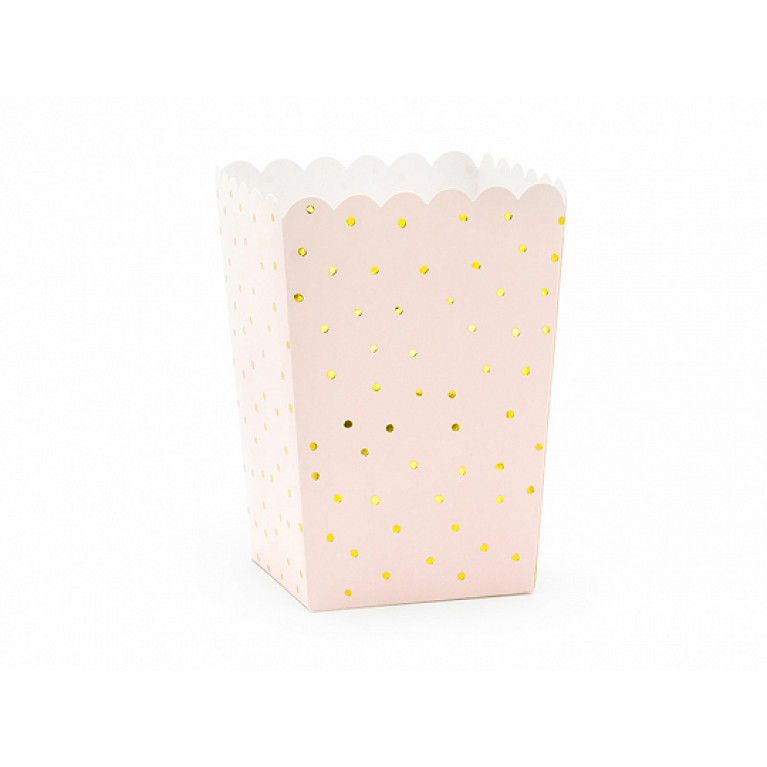 Коробочки для попкорна светло-розовые, 7x7x12.5см, 6шт.