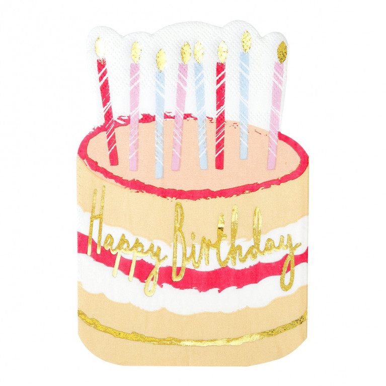 Салфетки торт "Happy Birthday", 12шт.