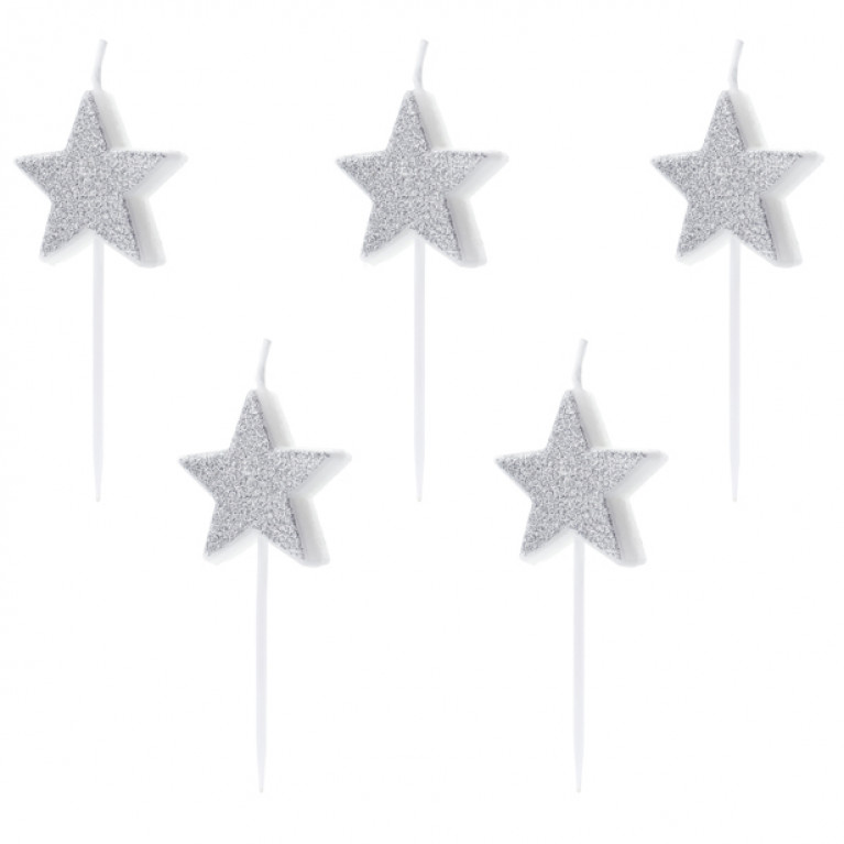 Свечи "Серебряные звезды", 3.5cm
